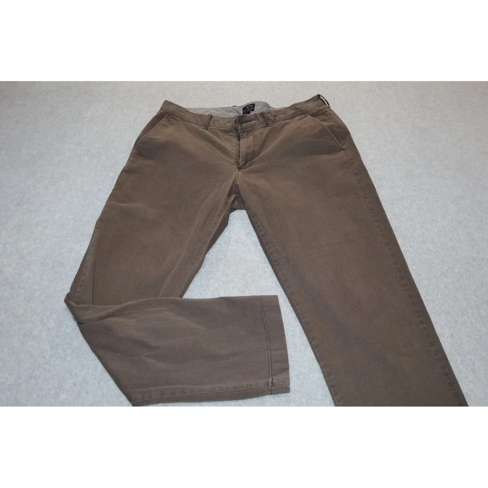 J.Crew Flex Sutton Pants Men 34x31 Brown Chino Khakis Cotton Blend